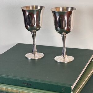 Vintage Antique Salem Portugal Silver Wine Goblets Chalice European